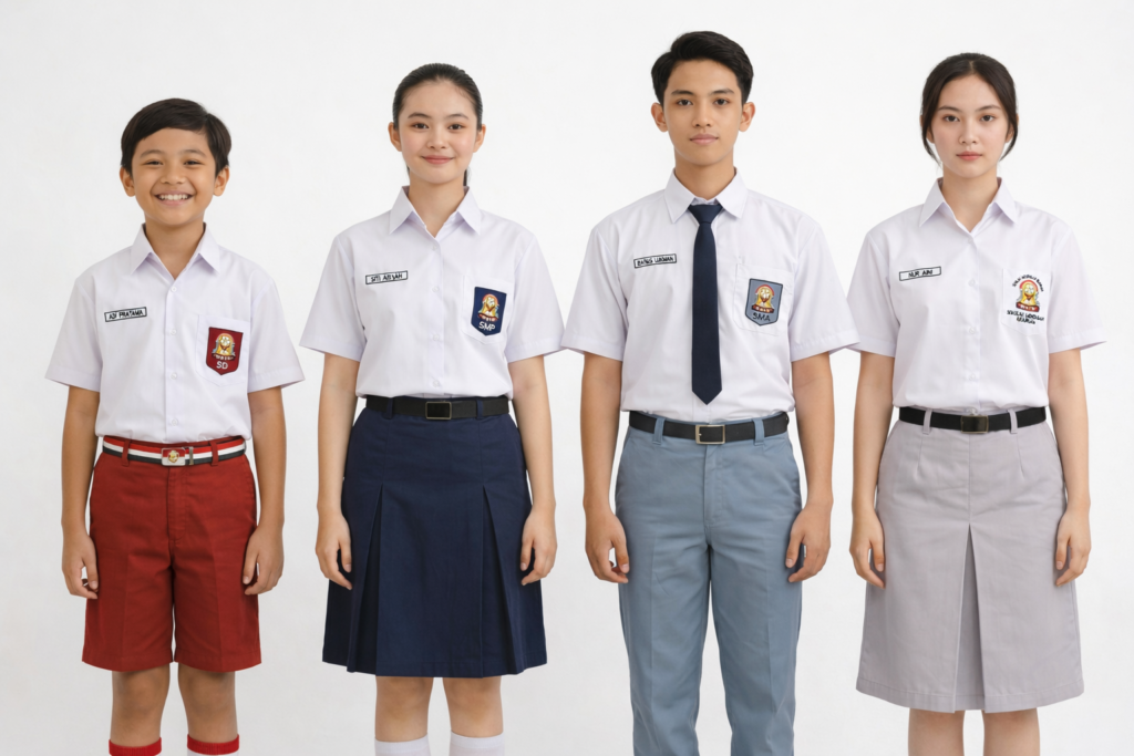 Pabrik Seragam Sekolah Murah Berkualitas Terbaik di Indonesia | PT Jaya Abadi Mulia 1 Group of students in school uniforms